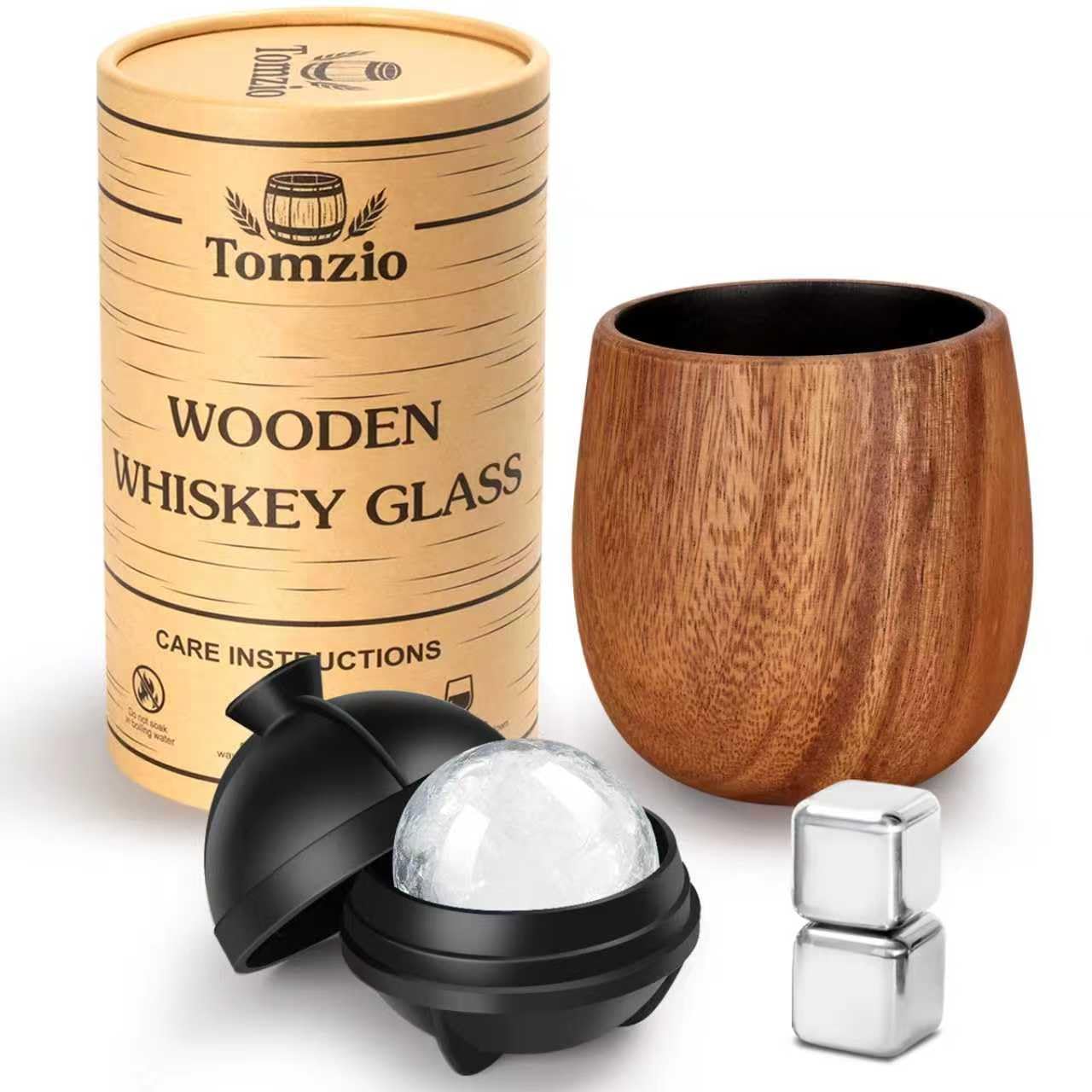 Tomzio Charred Wooden Bourbon Drinking Glass Set