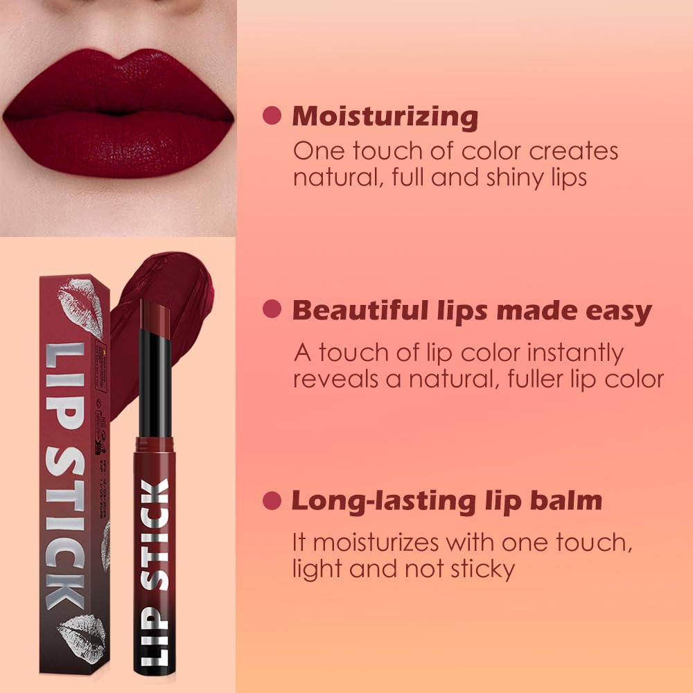 Lápiz labial mate para mujer, lápiz labial rojo cereza de 24 horas, resistente al agua, fórmula hidratante que no se seca, maquillaje de brillo de labios, vegano y libre de crueldad, 07 4