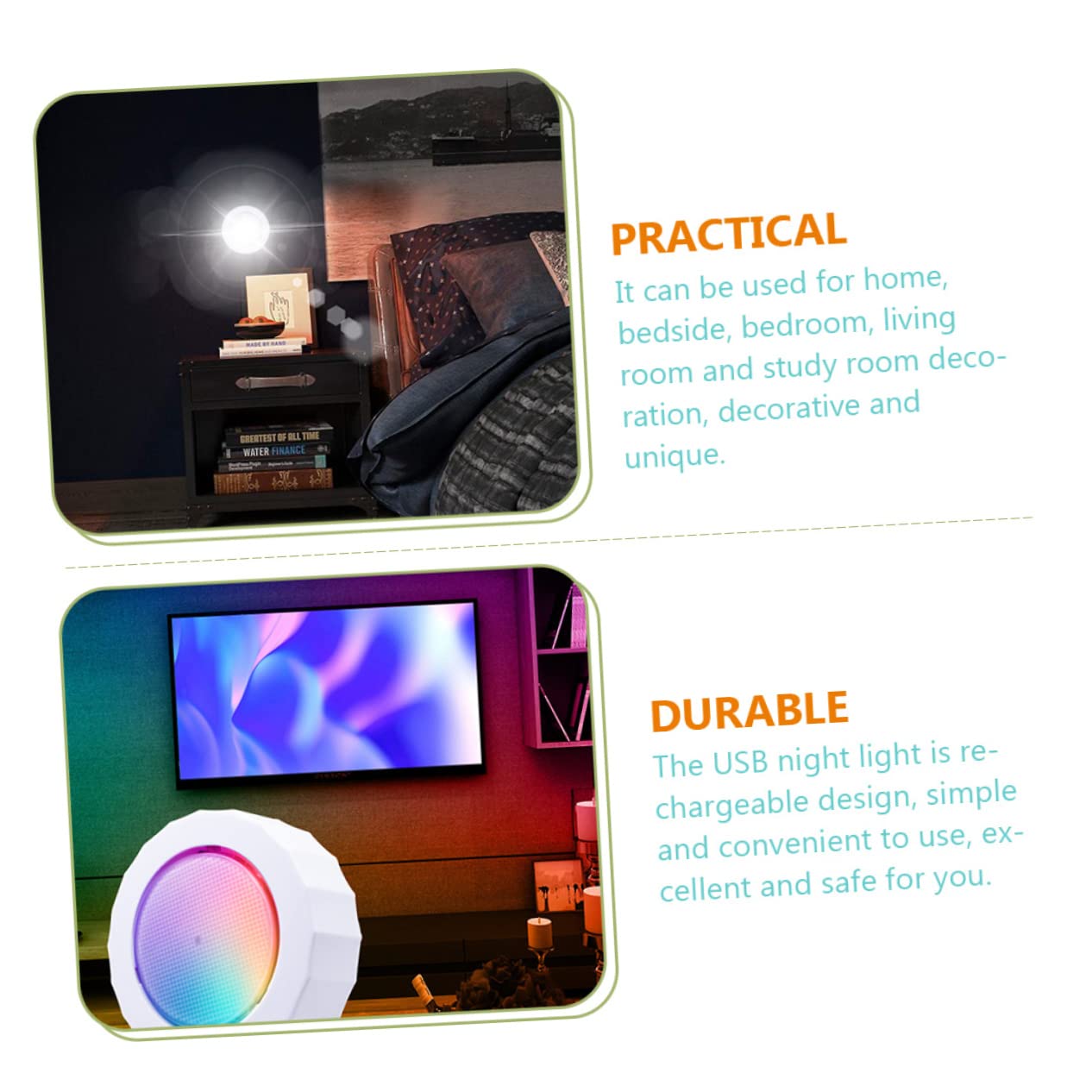 Lámpara Luz Nocturna inalámbrica Luz Nocturna LED Luz de Ambiente Lámpara Nocturna Recargable de PVC Blanca para niños pequeños lámpara