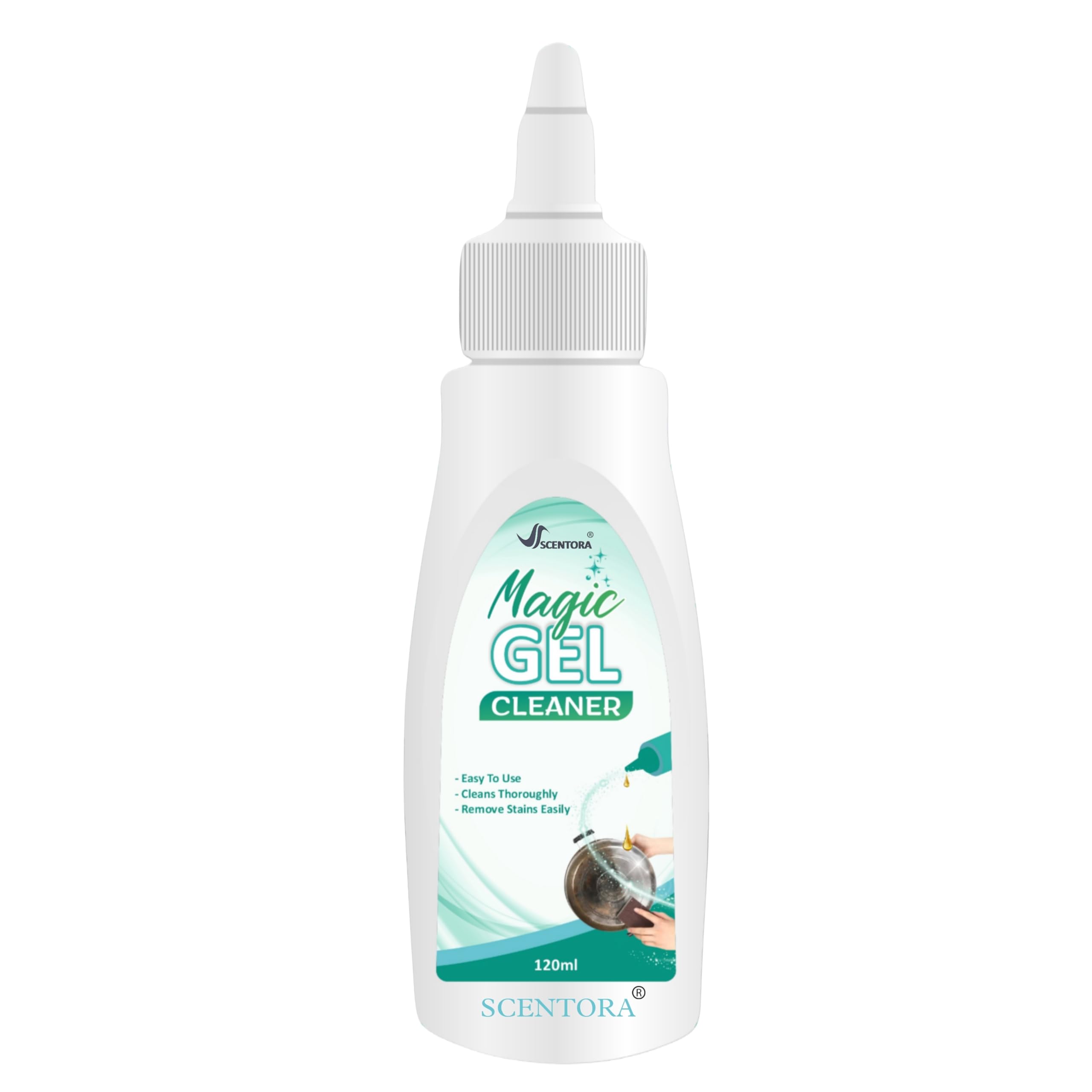 SCENTORA Magic Gel Cleaner | Strong Decontamination & Rust Remover for Pots, Pans, and Kitchen Utensils | Breaks Down Oil Stains & Restores Shine (120ml) (1)