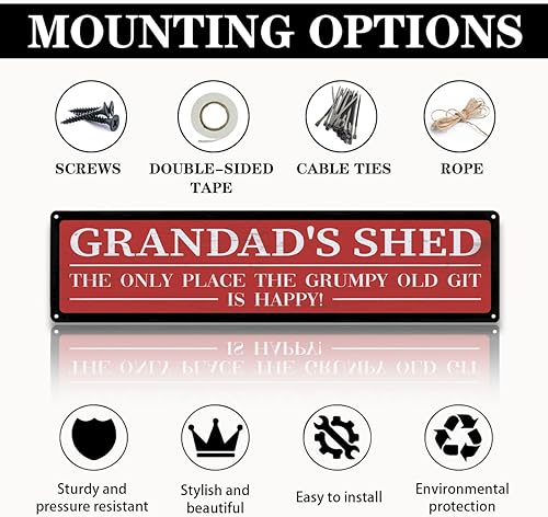 Miniatura 3 de Regalo de metal para el día del padre, letrero de metal retro, decoración de cueva de hombre, cobertizo del abuelo, The Only Place The Grumpy Old