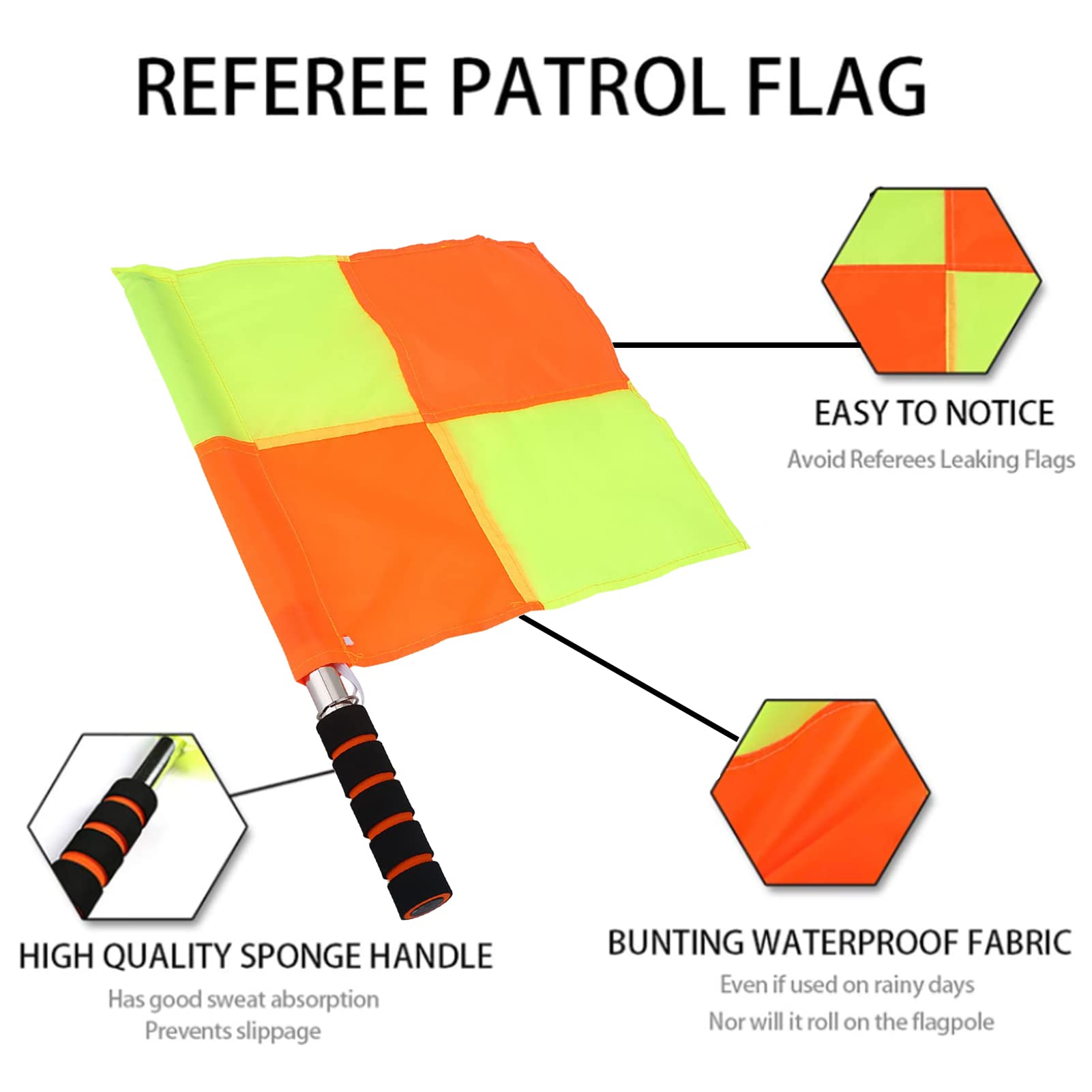 Drapeaux D'arbitre De Football Tiiyee 2pcs Étanche Haute Visibilité Rouge Et Jaune