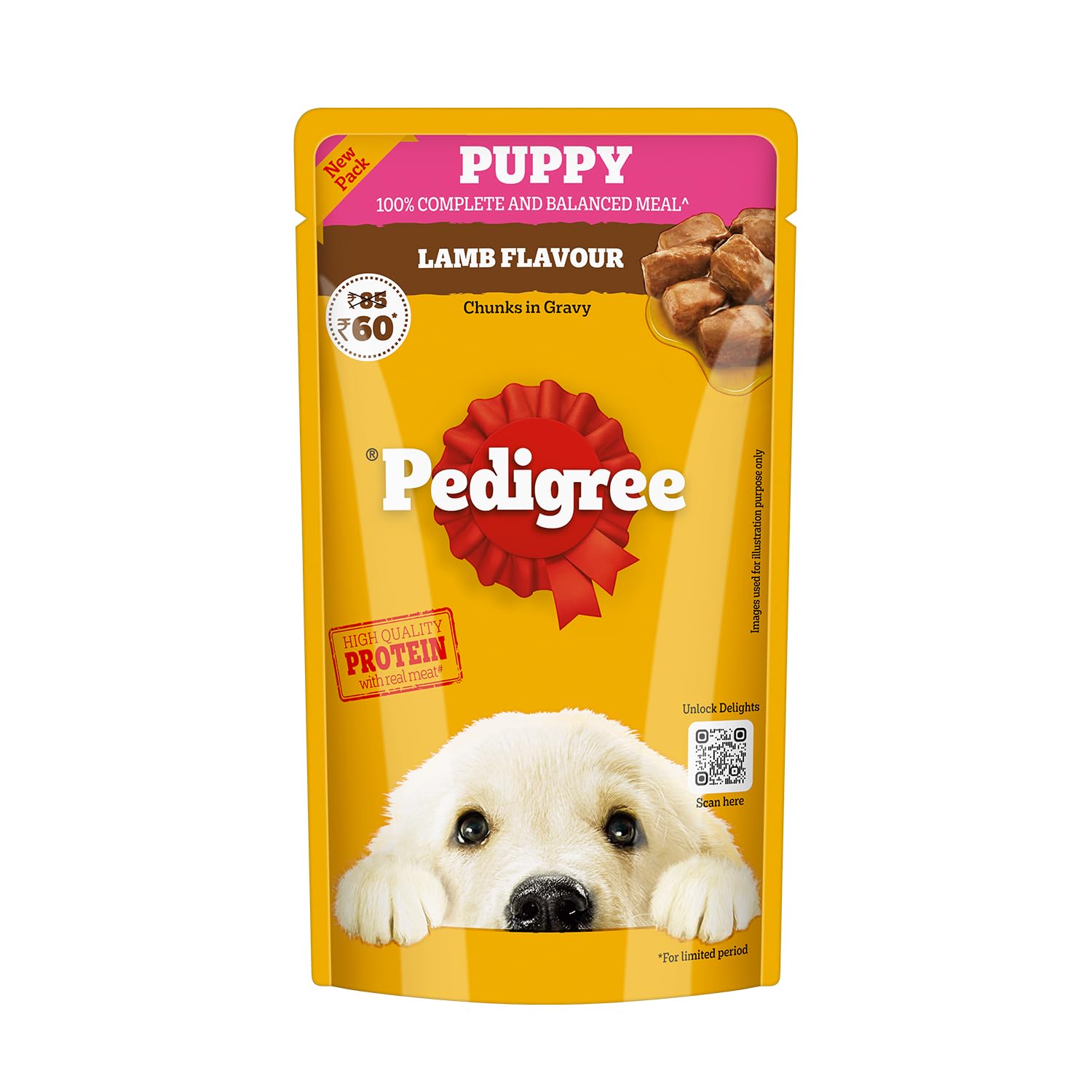 Pedigree Puppy Wet Dog Food, Lamb Flavour Chunks in Gravy, 130 g, Made with Real Meat Protein, 100% Complete & Balanced Meal for Puppies (B0DFHGFTVY) Amazon Price History, Amazon Price Tracker