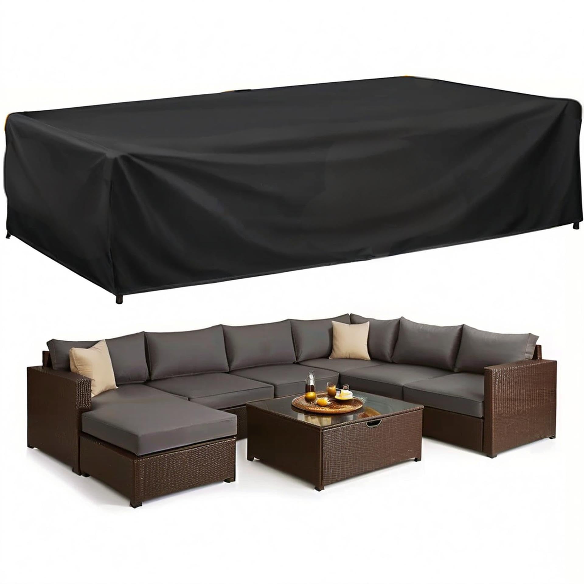 Housse de table de jardin 420D Oxford avec cordon de serrage étanche et anti-vent