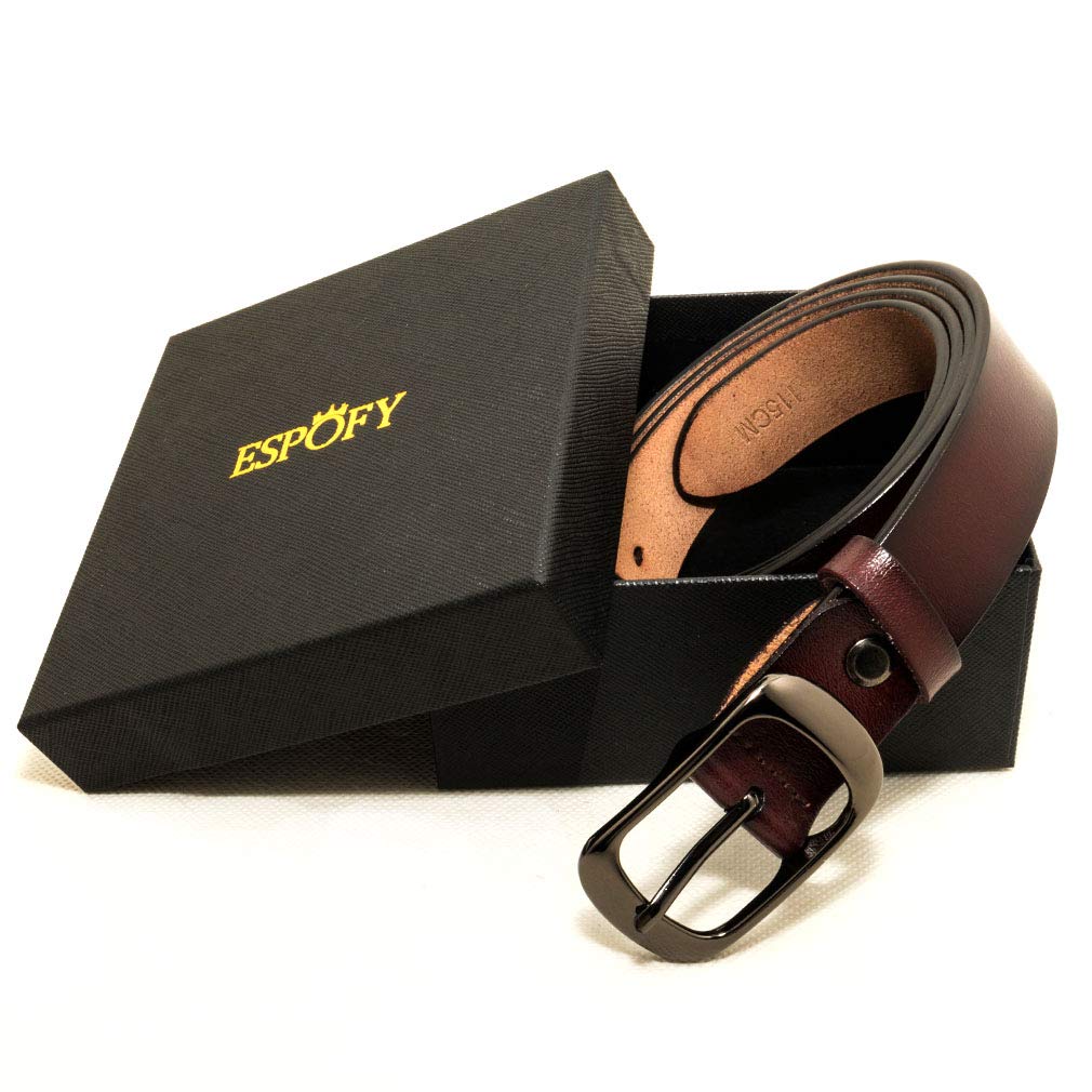 Ceinture pour femmes Ceinture en cuir véritable avec boucle en alliage à une broche rouge noir marron
