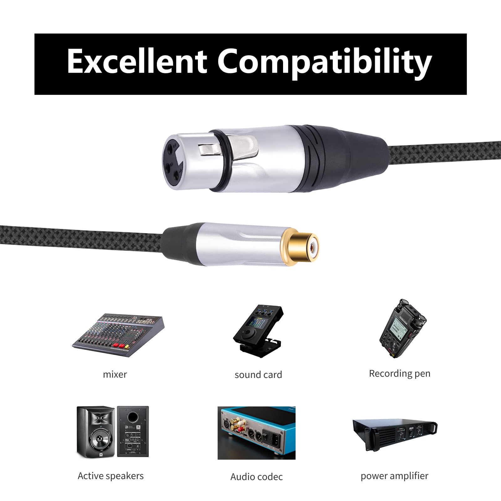 2 sztuki, kabel RCA żeński na 3-pinowy XLR żeński zbalansowany do niezrównoważonego kabla audio; zbalansowany kabel XLR Famle do niezrównoważonego żeńskiego kabla RCA do wzmacniacza mocy,
