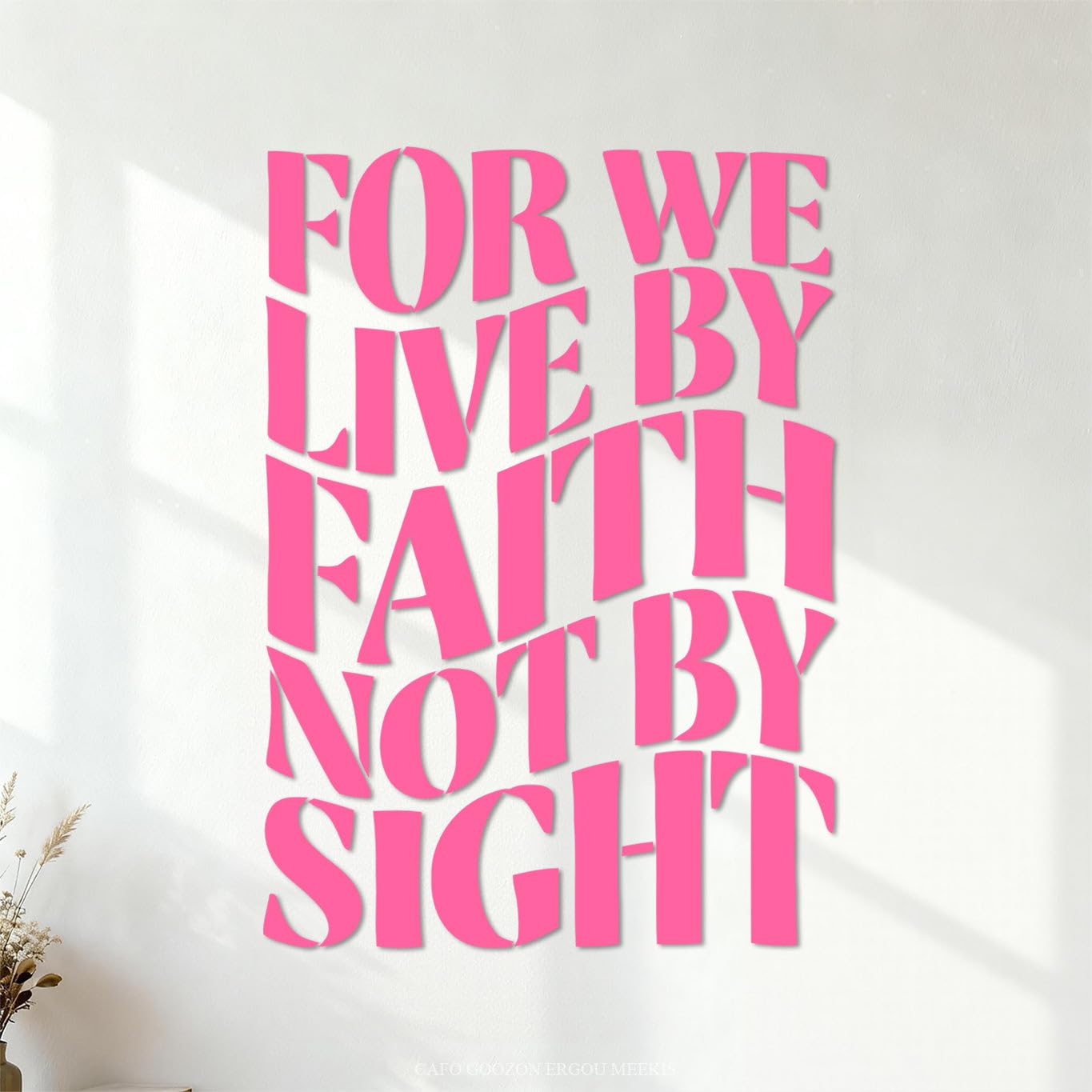 Wall Decals Paster Paper Christian Bible Verse for We Live By Faith Not By Sight 51x71.6cm Self Adhesive Pink
