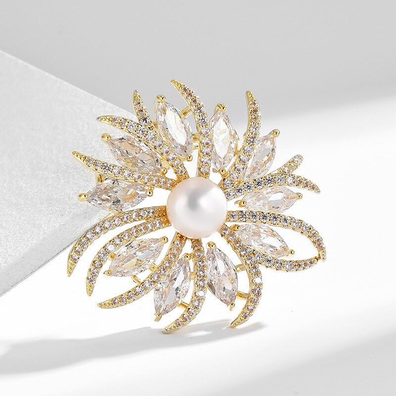 Image of Rhinestone Flower Brooch - Crystal Flower Pin for Women - Valentine's Day & Mother's Day Gift