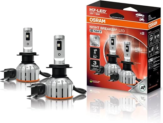 🚫 [CADUCADO] 🔥 OSRAM Night Breaker LED Start H7, High and Low Beam with Street Approval, Up to 230% Brightness, 6000 K, 12 V