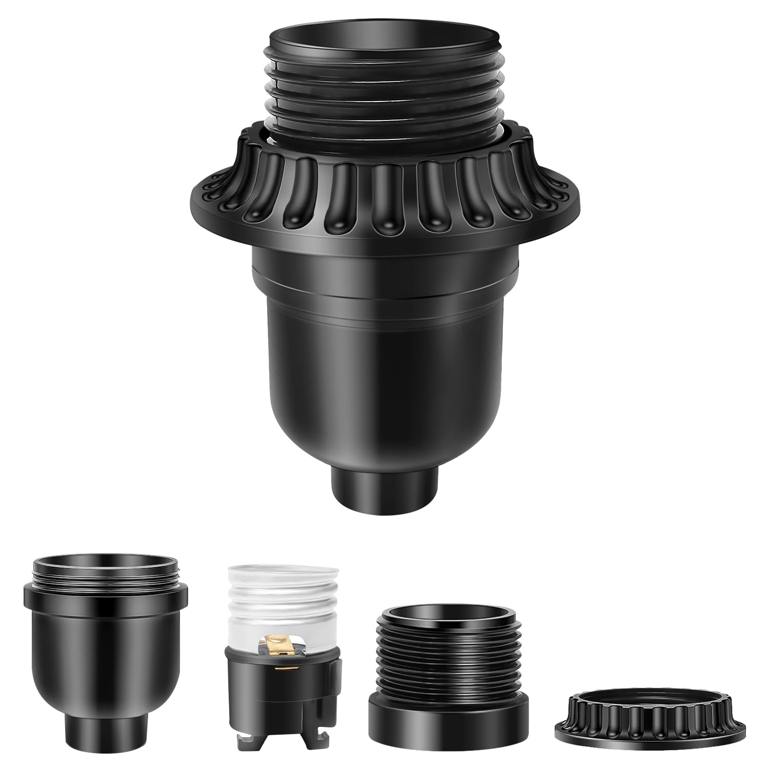 Photo 1 of 1 Pcs Lamp Socket, UL Listed E26 Lamp Socket Replacement, Threaded Light Socket for Table lamp, Floor lamp, Lamp Repair Parts Kit - Black