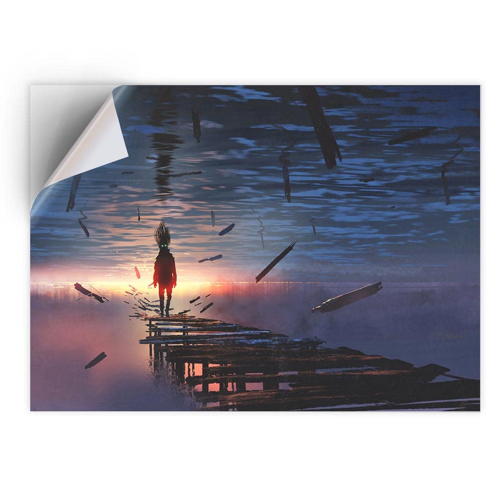 1 x A4 Vinyl Sticker - Sunreal Upside Down World Gamer Art Print Decal - Sticky Back Sticker Sheet #14048