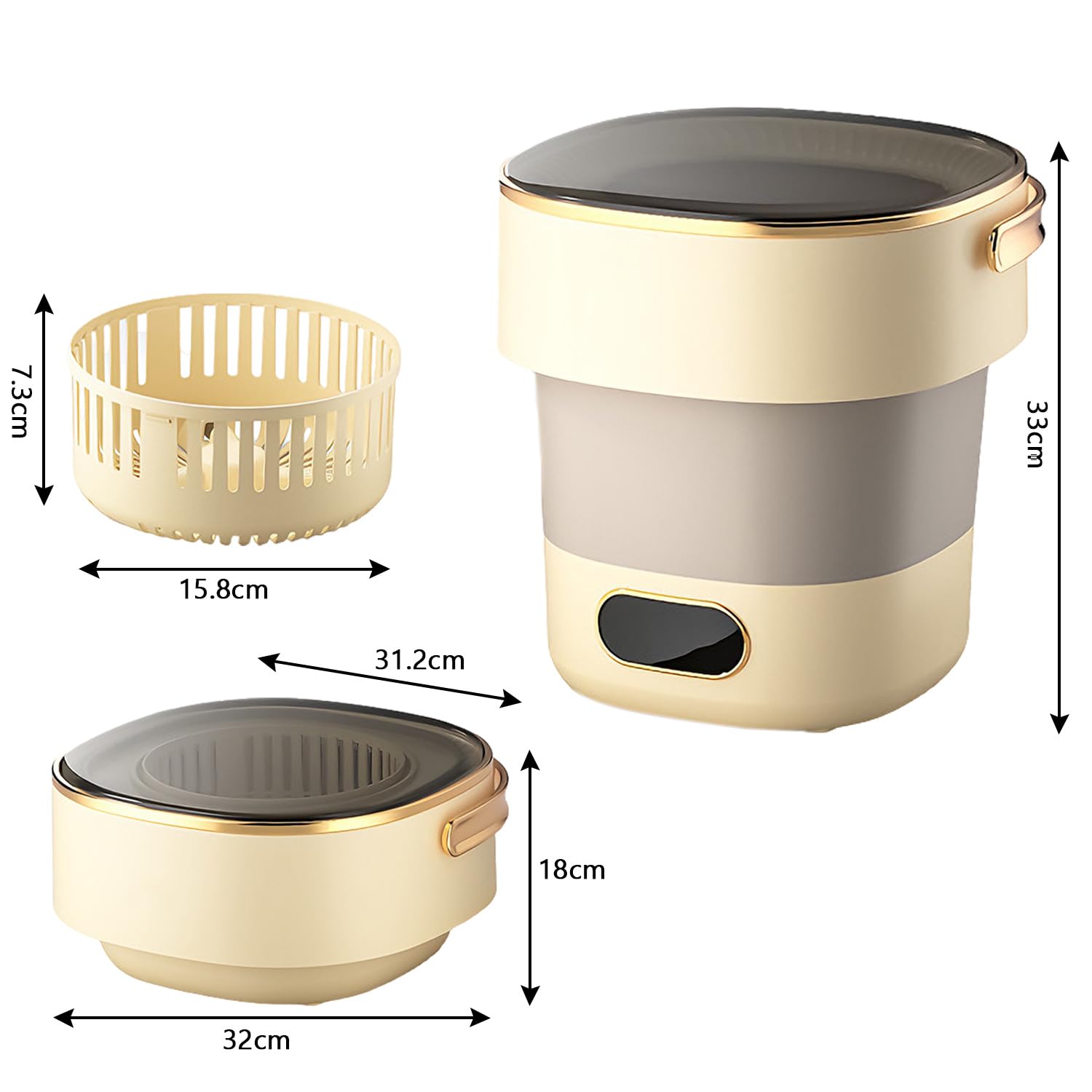 Mini Waschmaschine 15 l, Tragbare Waschmaschine mit Schleudern, 2.5kg Faltbar Reisewaschmaschine für Babykleidung, Camping Toplader Klein