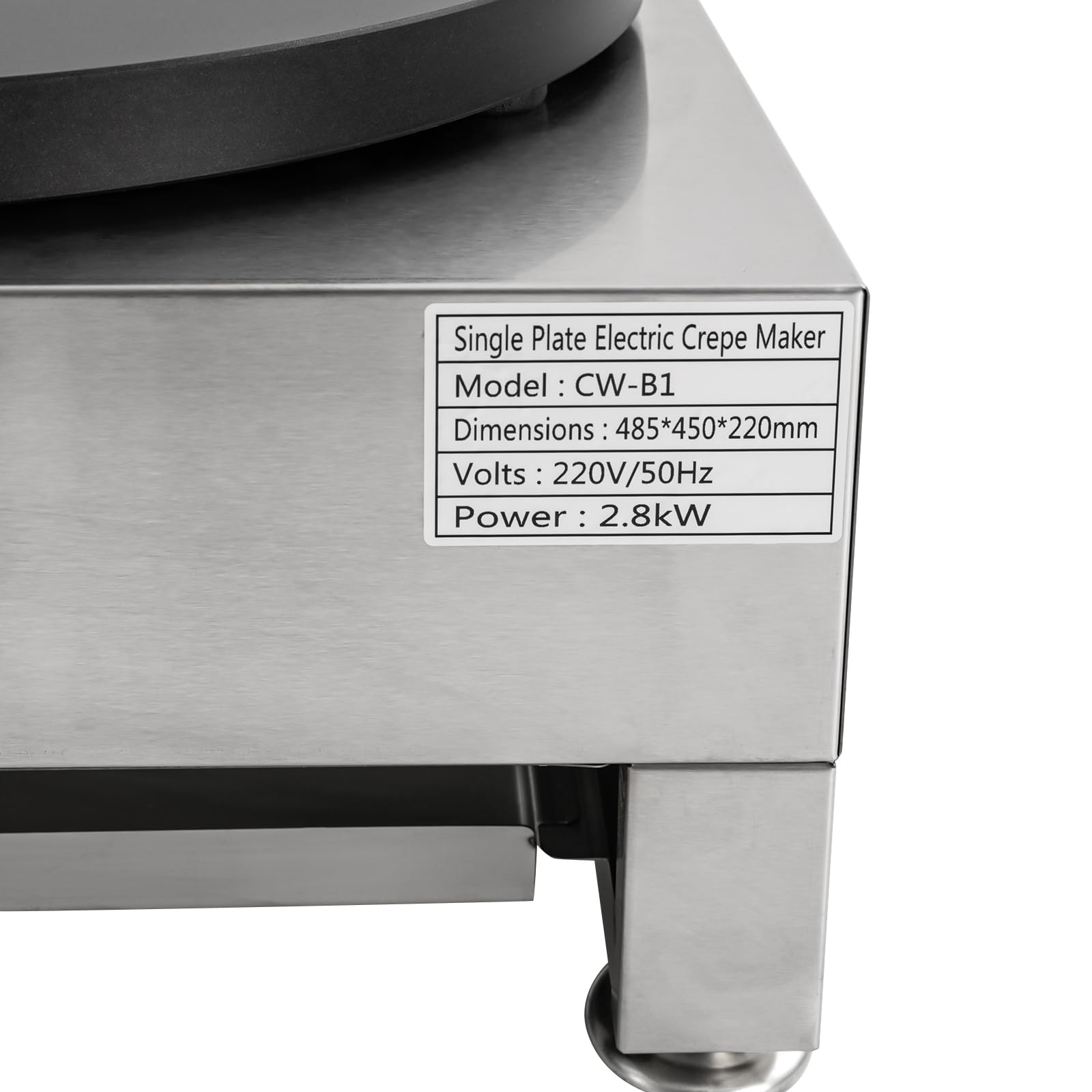 Crepes Maker Crepes, piastra per crepes Creperie Gastro Stainless Steel Frittelle Grande Griglia per la preparazione di crepes frittelle cinesi ecc 2,8 KW 220 V