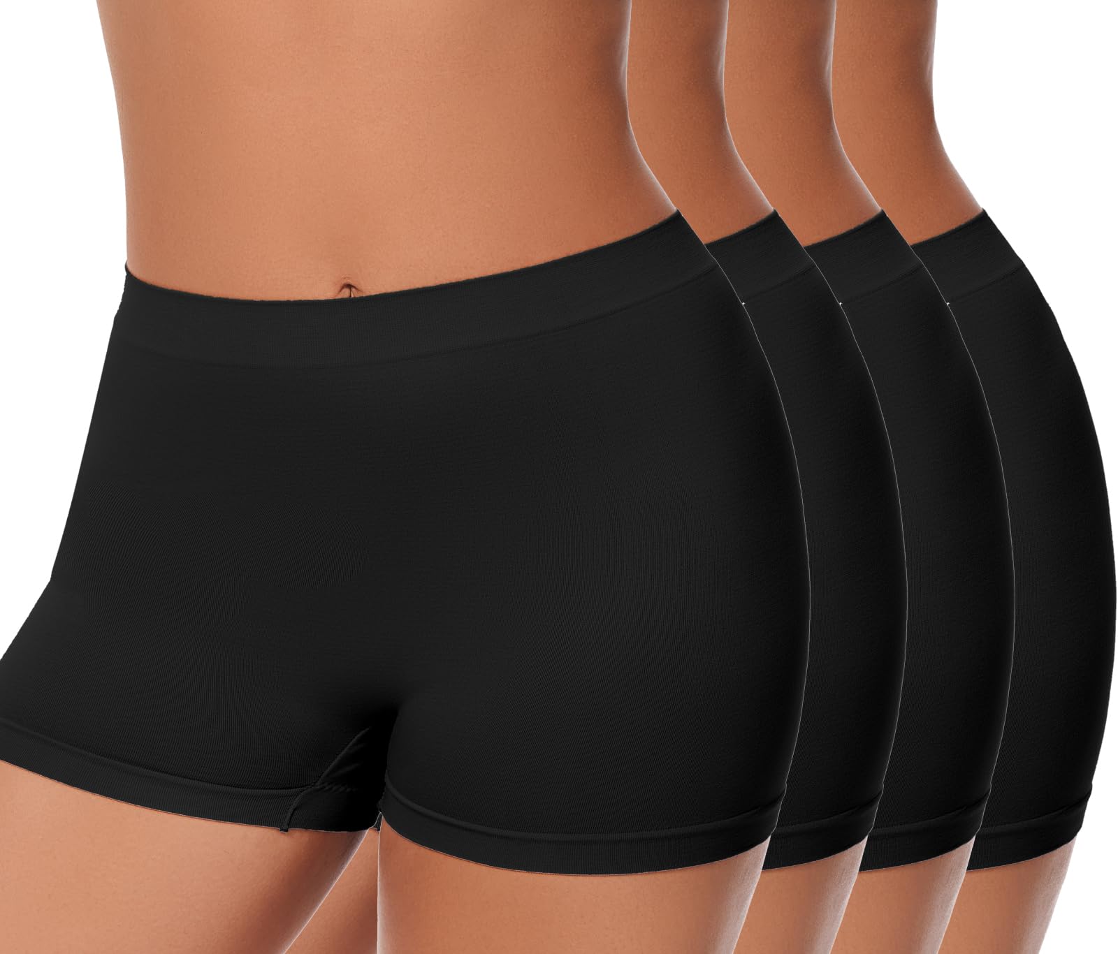 Zimi Collection Plus Size XL-6XL BoyShorts Underwear for Women High Waisted Panties Stretch Boxer Briefs 4 Pack 2Black+2Black 2XL