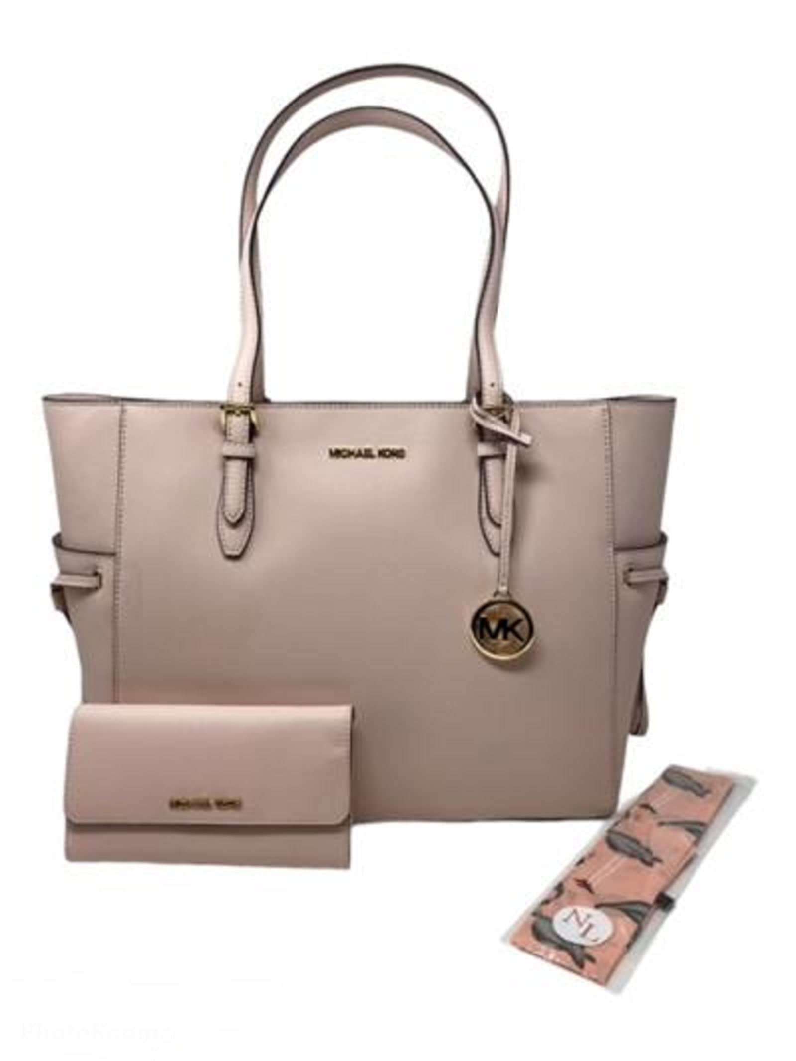 Michael Kors3 pcs MICHAEL KORS Gilly LRG Drawstring Multifunction Travel  Tote Bundled with Wallet NL Satin Scarf