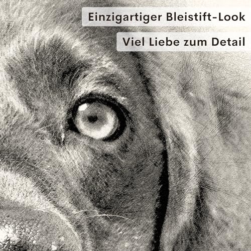Tierportrait personalisiertes Geschenk Hundebesitzer Bild im Stil einer Bleistiftzeichnung von Foto Portrait wie Bleistift Zeichnung Fotogeschenk Hund Geschenk Haustier (mit oder ohne Rahmen)