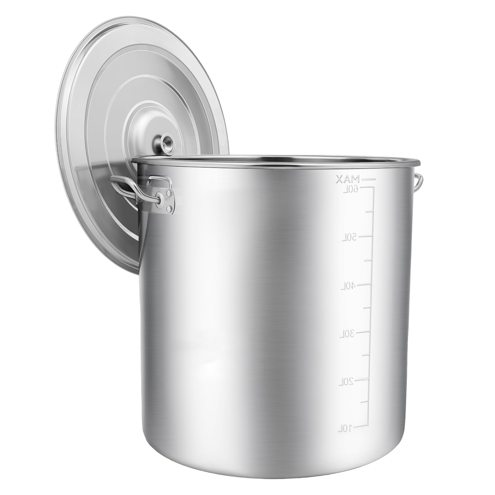 Pentola da cucina in acciaio inox, 70 l, grande capacità, con manici, per feste e gastronomia, 46,5 x 45 cm, in acciaio inox per fornelli a gas, fornelli elettrici, fornelli a induzione