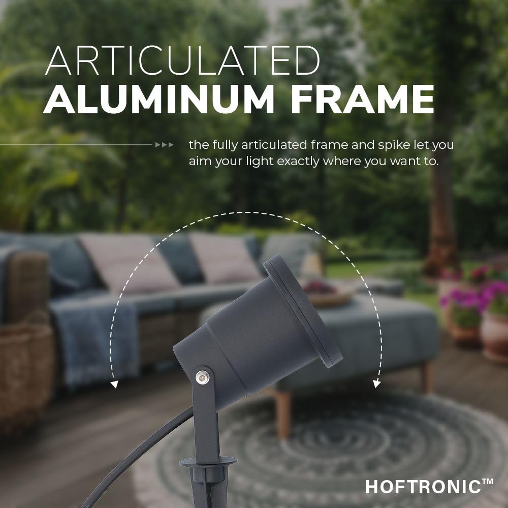HOFTRONIC 3er Set Sydney - GU10 LED Strahler mit Erdspieß - 1,5M kabel mit Stecker - 4W 450lm - Aluminium Gartenstrahler - IP64 Wasserdicht - Warmweiß Außenlampe für Garten, Terrasse, Wegen