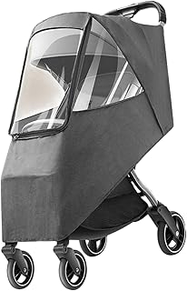 Universal Stroller Rain Cover - Waterproof, Windproof, Dustproof, Coldproof - Breathable Material, Ventilation Holes for Unrestricted Airflow (Linen Gray)