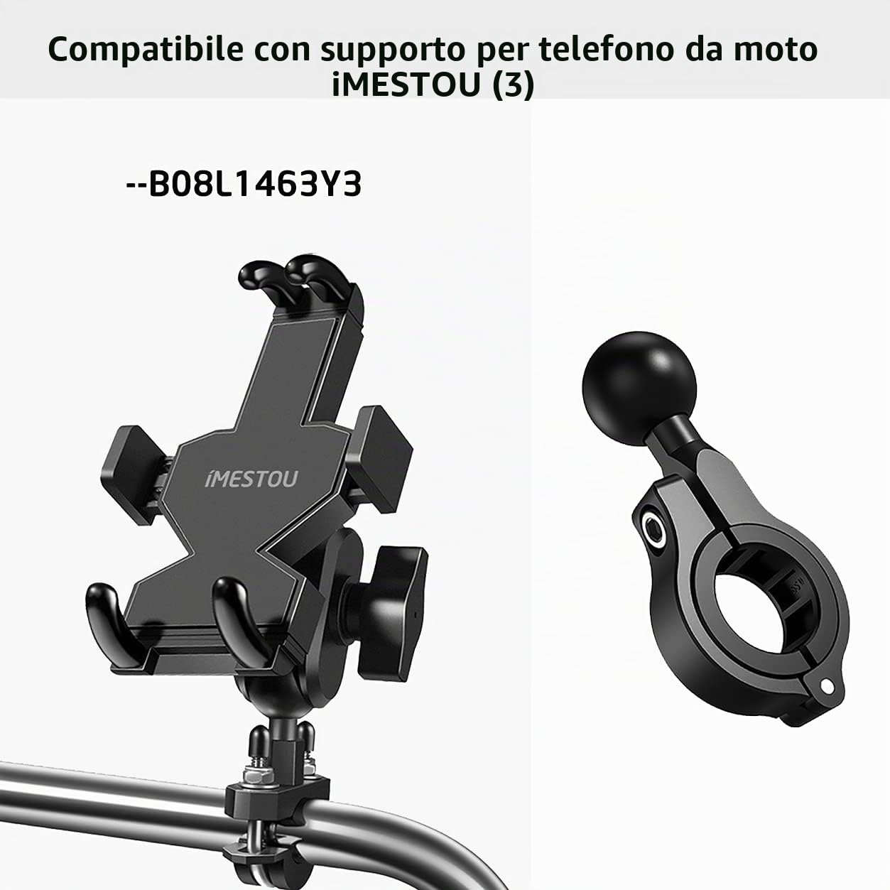 iMESTOU Adattatore per Montaggio a Sfera Alluminio con Base a Sfera da 1" Adatto al Manubrio di Diametro da 2,2-3,2 cm Compatibile con Supporti per Telefono Ram Prese a Sfera da 1 Pollice