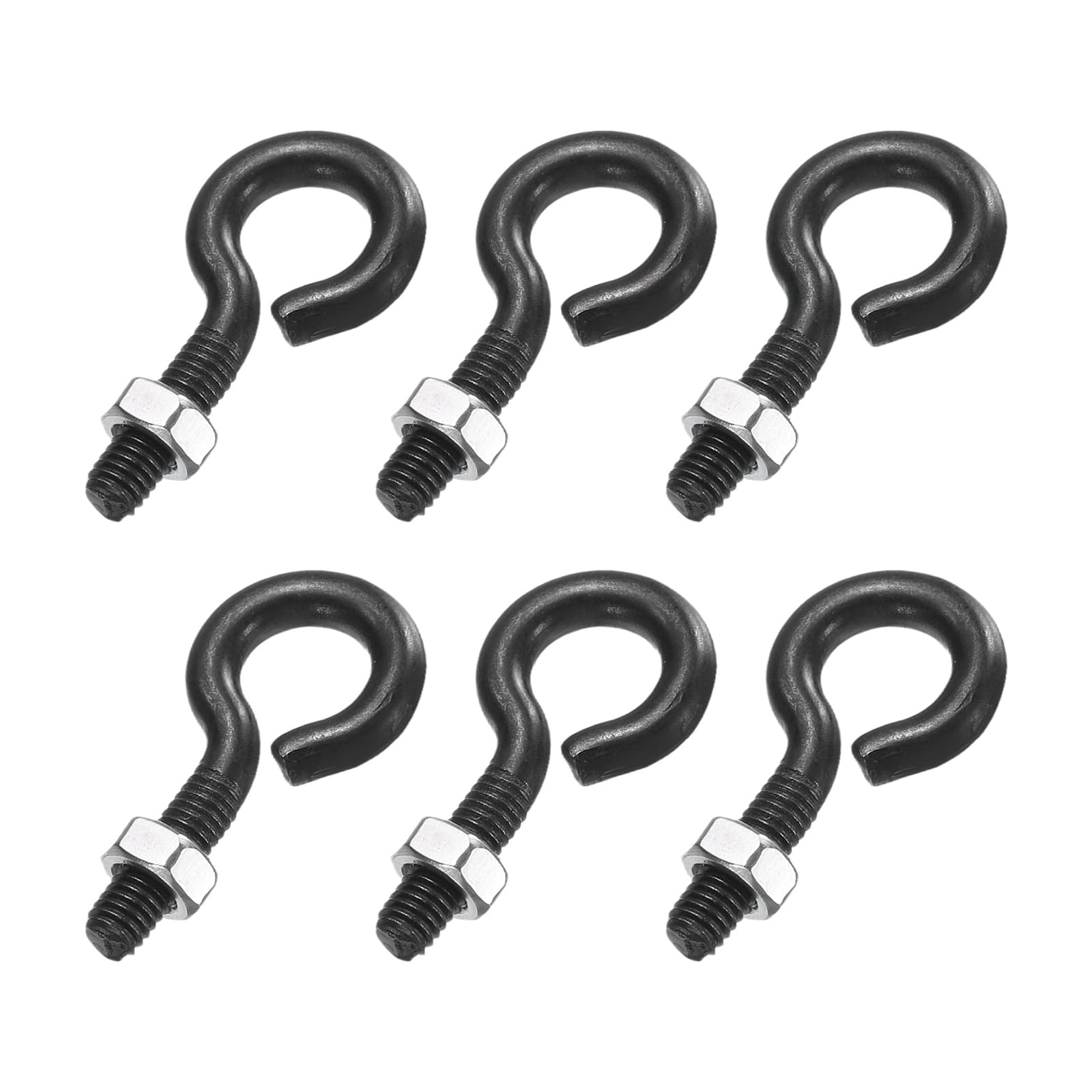 sourcing map 6 Pack Eye Bolts, M5 x 20mm 304 Stainless Steel Threaded EyeBolt Black Eye Hooks with Nut for Hanging or Securing Cables — image 1