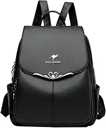 Mochila Feminina Vintage Minimalista Estilosa - Tecido PU com Cobertura de Aba