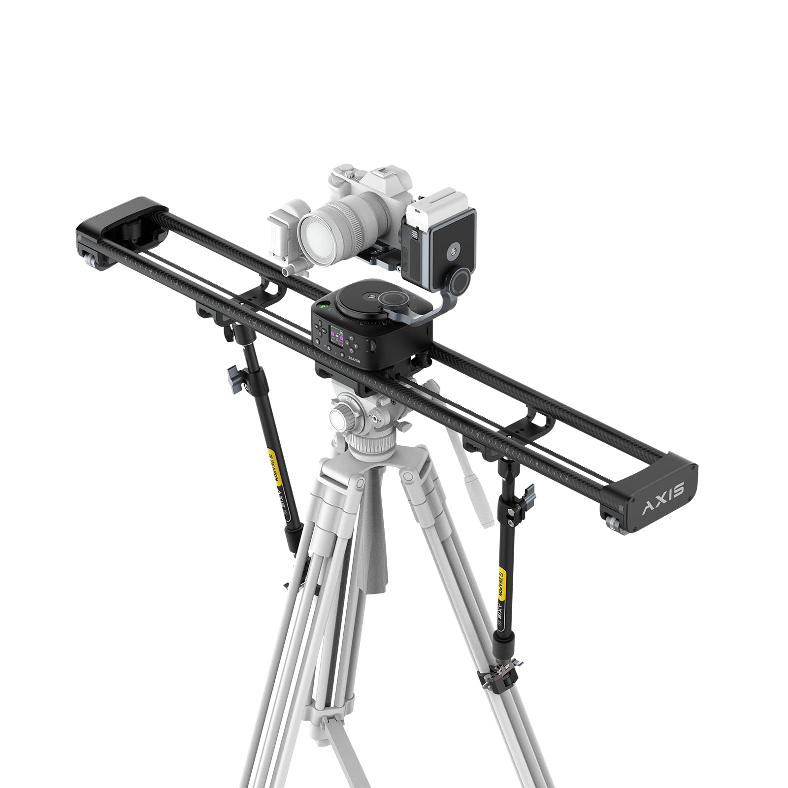Zeapon AXIS 100 Pro Slider per fotocamera motorizzata multiassale, controllo app, dolly DSLR professionale con schermo LCD, testa girevole per scatti time-lapse panoramici a 360° (100 PRO)