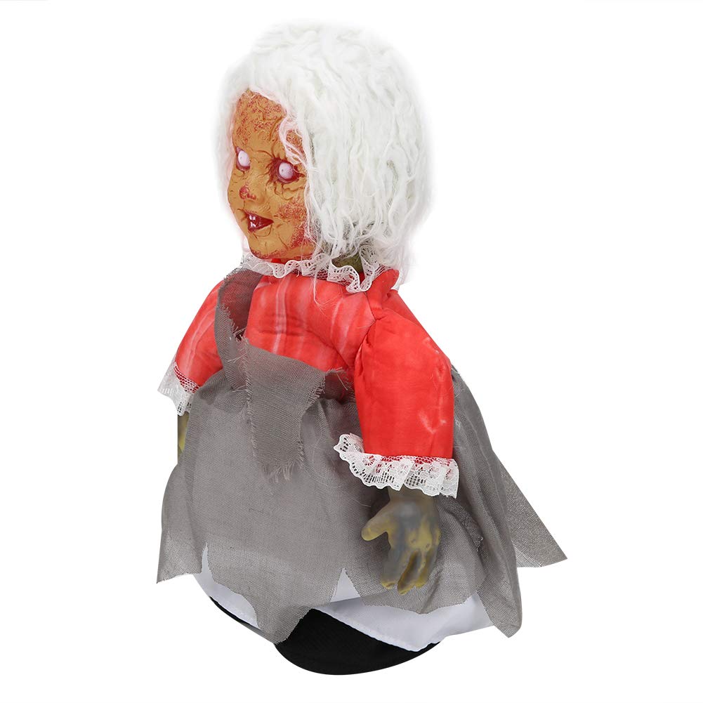 Creepy Halloween Props, Scary Walking Doll, for Halloween Day(Z113 walking ghost baby with white hair)