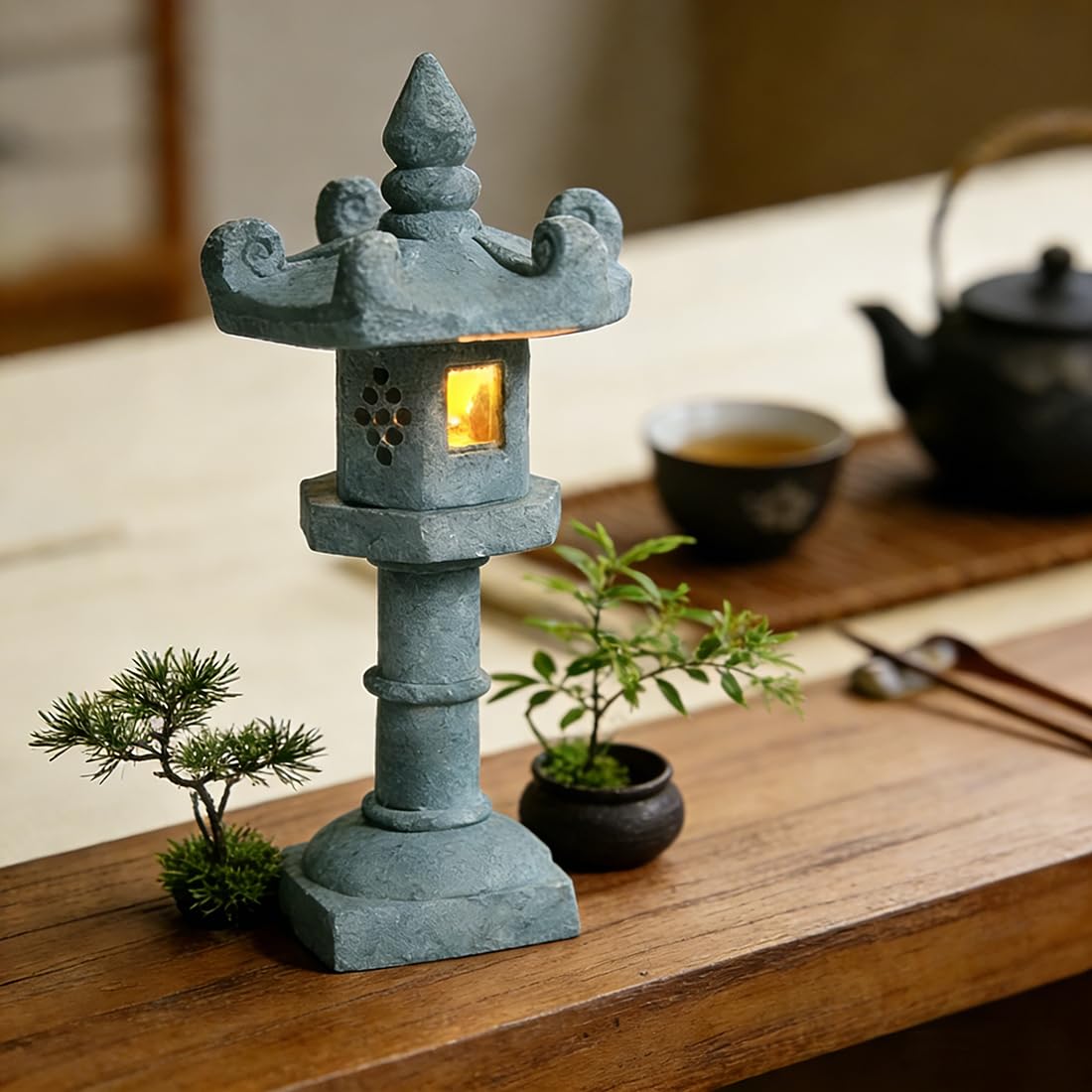 Mini Stone Lantern Tabletop Decoration Set