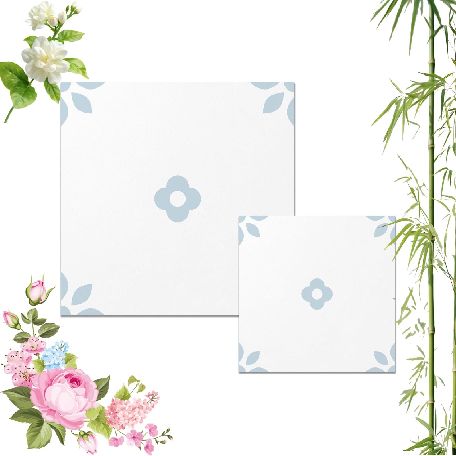 Self-Adhesive Wood Pattern Floor Tiles, 20pcs-30x30cm Vintage Floral Self Adhesive Vinyl Tile, Waterproof Removable Wall Floor Decal for Bathroom Kitchen Bedroom (10pcs-20x20cm,PTS62)