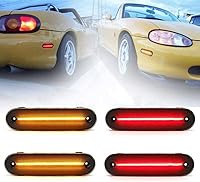 Vista 1 de Juego de 4 luces de marcador lateral rojo ámbar delanteras y traseras con lente ahumada, impermeables, para conductor y pasajero, aptas para Maz-da