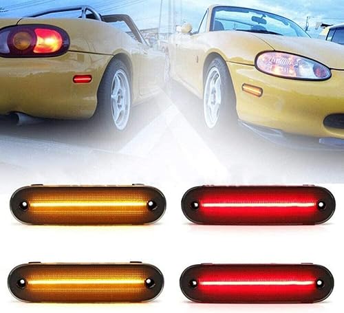 Juego de 4 luces de marcador lateral rojo ámbar delanteras y traseras con lente ahumada, impermeables, para conductor y pasajero, aptas para Maz-da