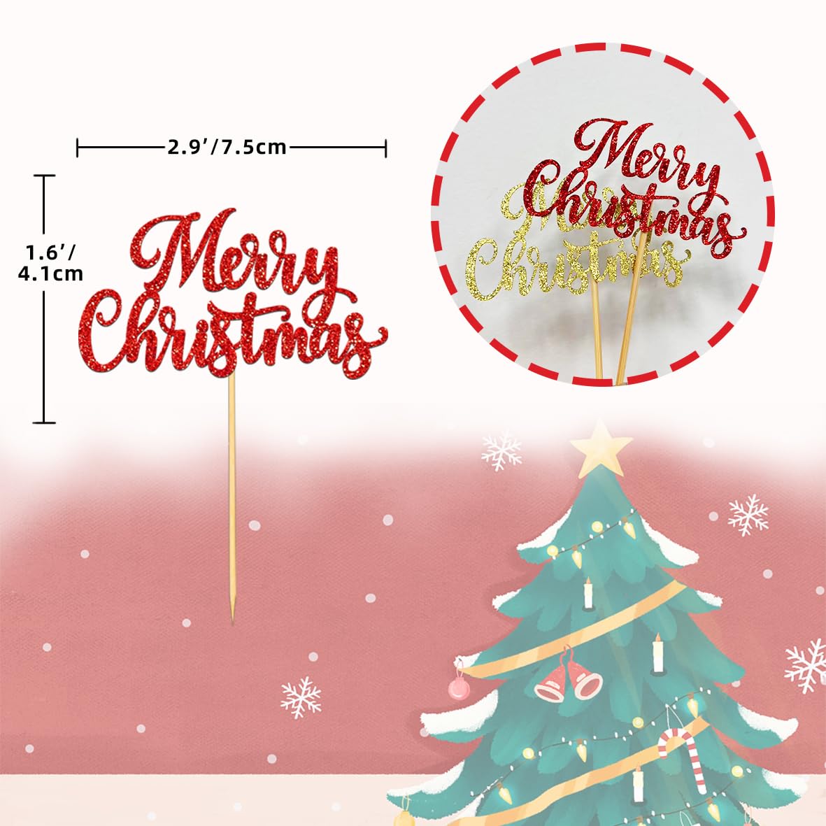 Cake topper joyeux noël en bois décor festif pour bûche