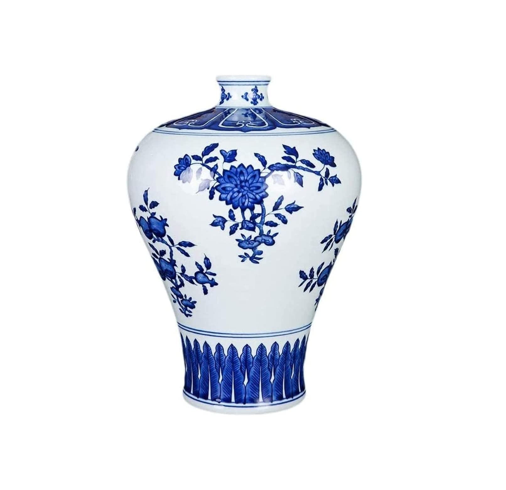 Vasen Vase aus Keramik, handgefertigt, blaues und weißes Muster, Wohnzimmer, Hotelzubehör for Blumen