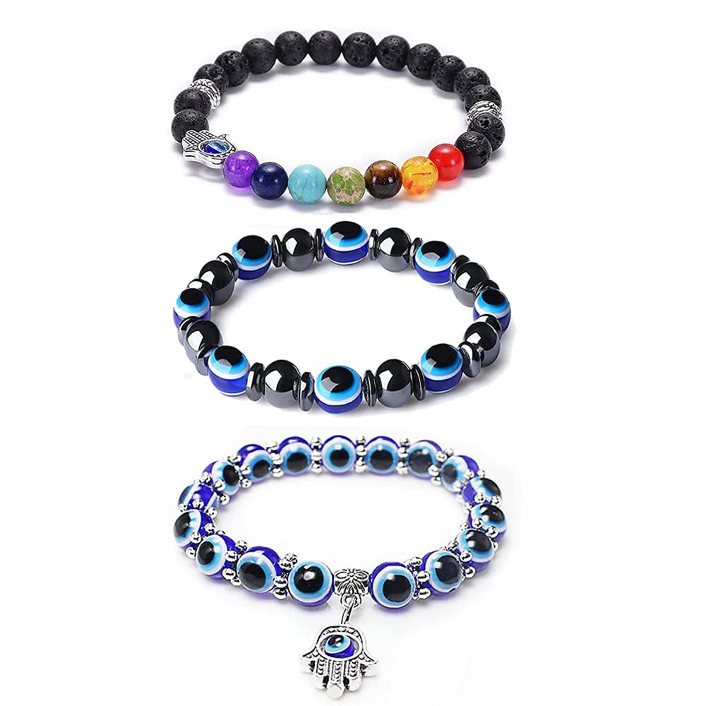 Set 7 Braccialetti Chakra Uomo Donna Malocchio Yoga Energia