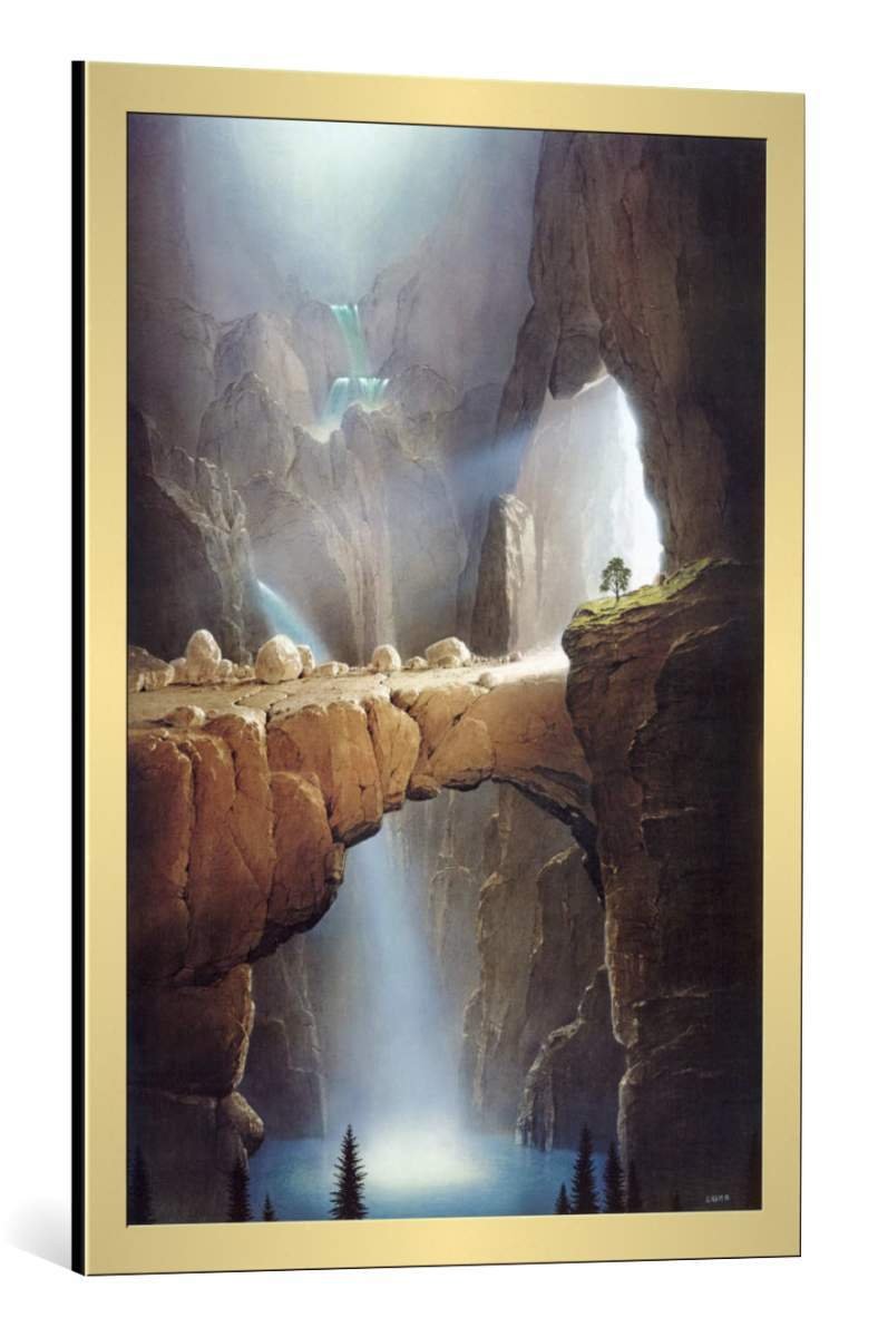 kunst für alle Framed Art Print: Hans-Werner SAHM The Bridge - Decorative Fine Art Poster, Picture Frame, 23.2x33.5 inch / 59x85 cm, Gold Brushed