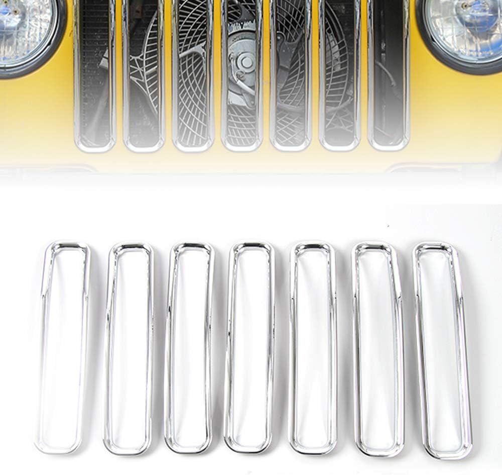 Set of 7 Front Grille Mesh Inserts ABS Grille Mesh Covers Trim Kit Compatible for Jeep Wrangler TJ & Unlimited 1997-2006 (Colorful with Honeycomb)