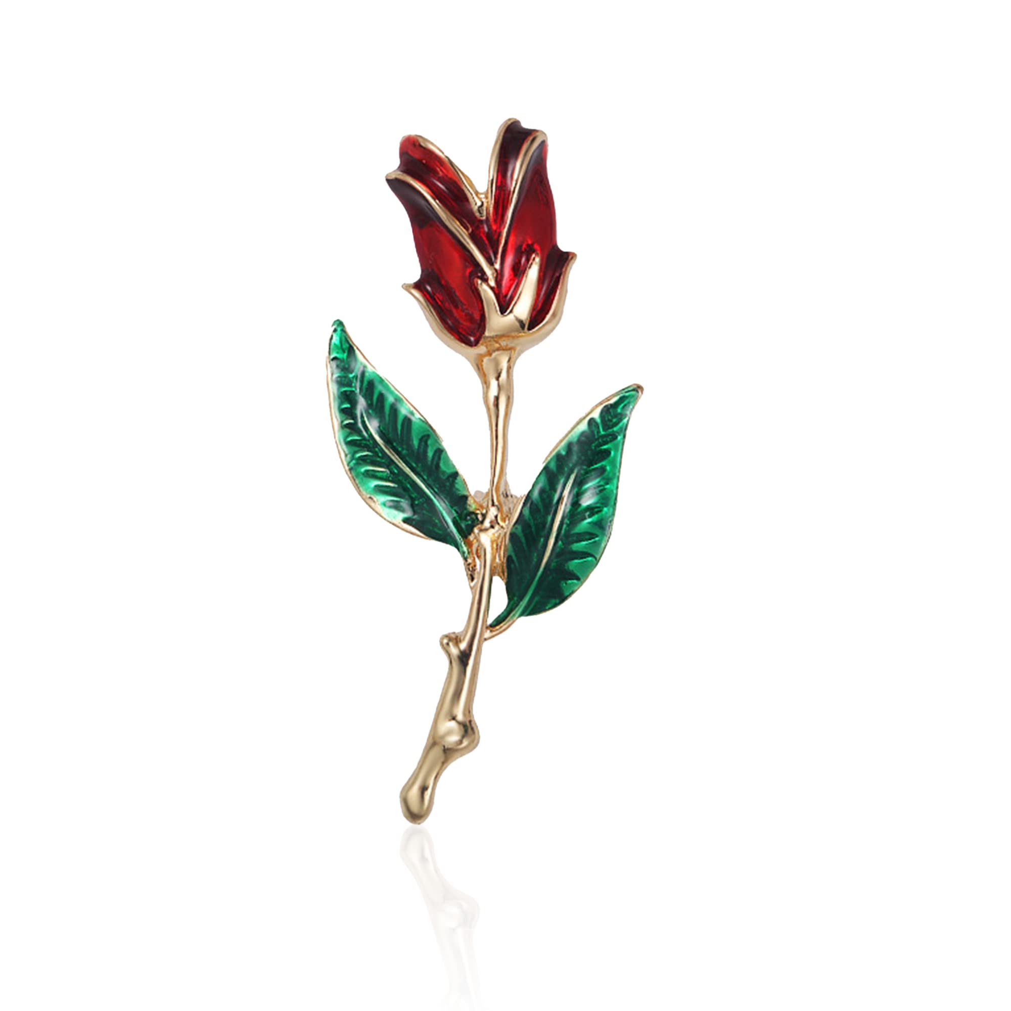 Floral Elegant Red Rose Shape Brooch Pin for Women Mothers Day Accessory