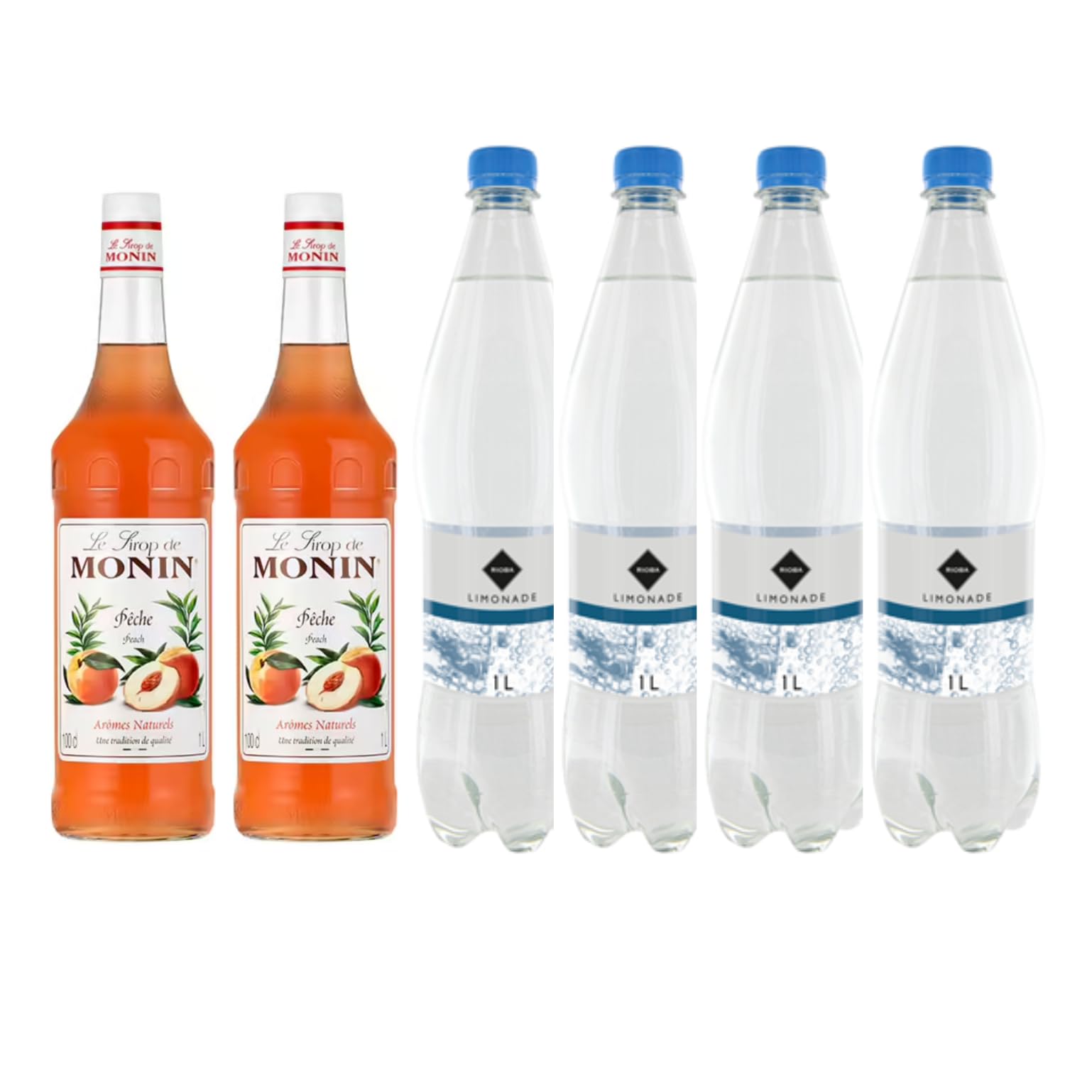 Set de almíbar y limonada: Almíbar - Melocotón (2x1L) - Limonada Gilbert (4x1L)