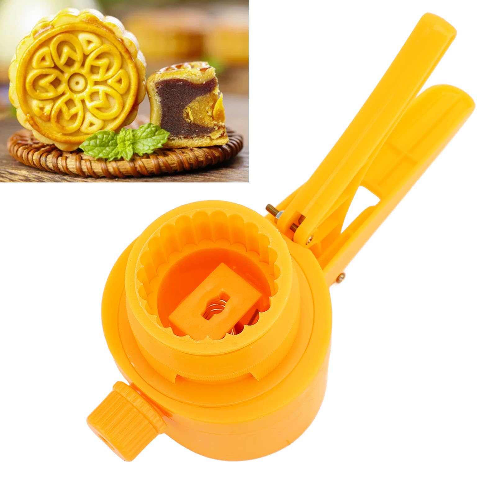 Tissting Mooncake Stamps with 6 Stamps, Mid Autumn Festival DIY Hand Press Cookie Stamps Pastry Tool Moon Cake Maker, Food Grade Plastic 50g Dessert Pastry Tool for Home
