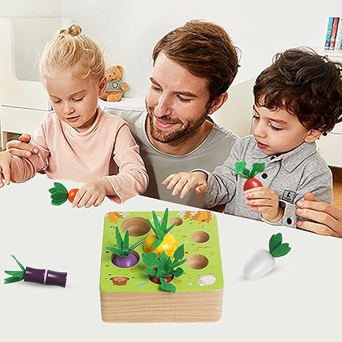 Miniatura 3 de Juguetes Montessori de madera para niños de 1, 2 y 3 años, clasificando formas de madera, juegos de cosecha de granja, juguetes para edades de 2 a 4