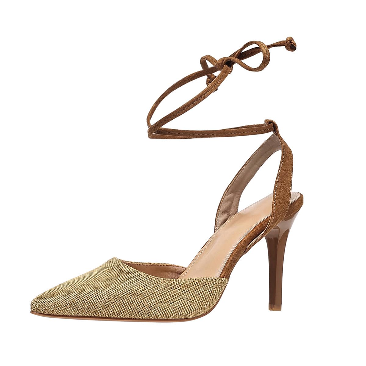 Women's Pumps Strappy High Heels Lace Up Stiletto Pointed Closed Toe Party Wedding Dress Shoes