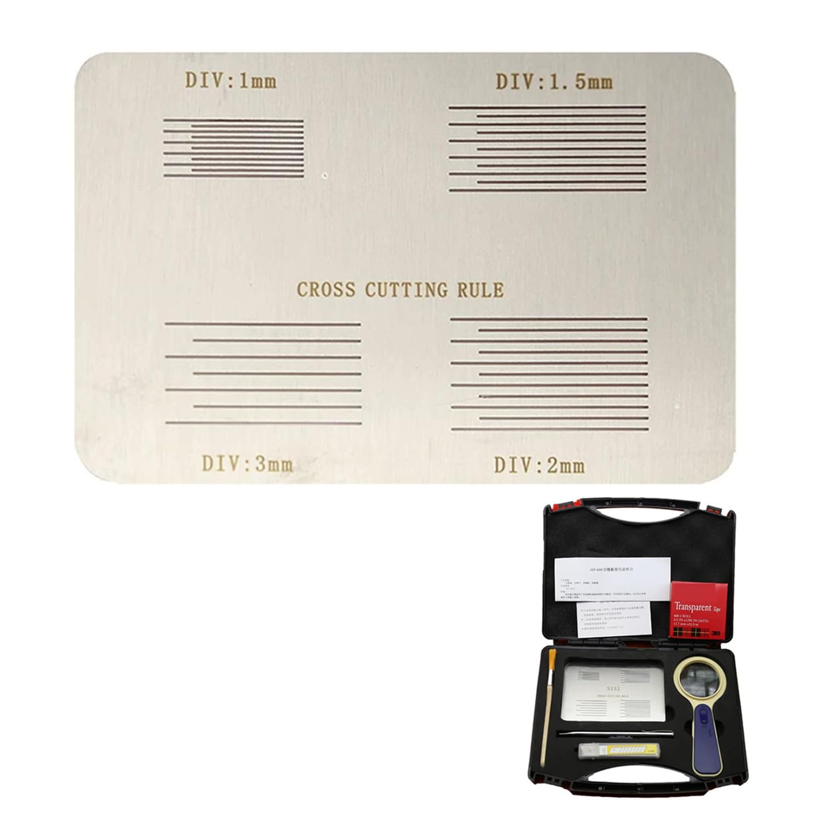 jcwwolk Cross Cutting Rule, Cross Cut Guide Adhesion Tester, Hundred Grid Adhesion Tester, Cutting Space: 1mm,1.5mm, 2mm, 3mm, With Packaging Box, For Adhesion Between Coating And Substrate A