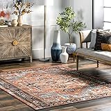 nuLOOM Sherita Distressed Oriental Style Area Rug, 7x8, Rust