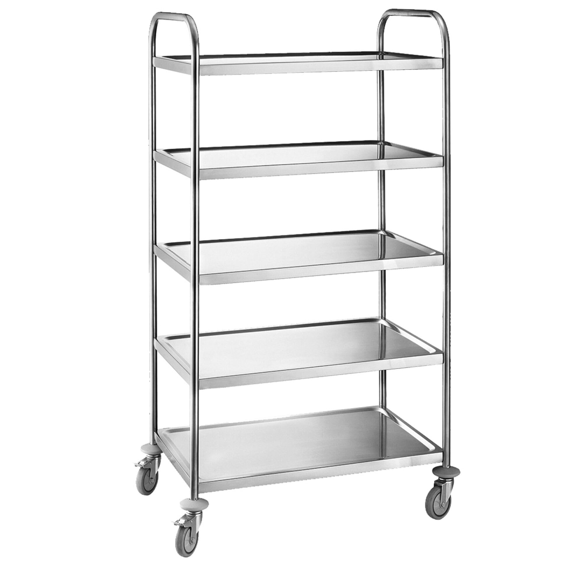 Servierwagen - 845x525mm - mit 5 Abstellflächen | robuste Edelstahlkonstruktion, für den Dauereinsatz ausgelegt, zeitsparende Reinigung, hohe Standsicherheit, mobil