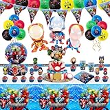 88 Stück Avenge Geburtstagsdeko, Partygeschirr Pappteller Kindergeburtstag Party Teller Becher Luftballons Tischdecke Geburtstag Deko für 10 Personen