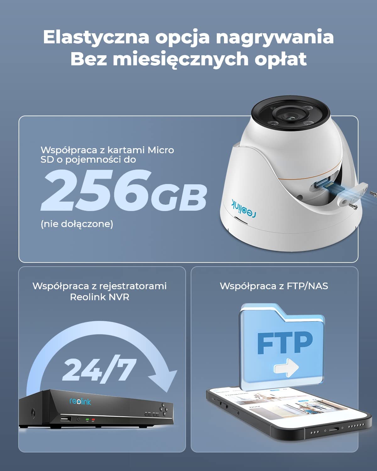 Reolink Kamera Ochronna 12MP PoE, Oświetlenie Punktowe, Wykrywanie Ludzi/Pojazdów, Widzenie w Nocy w Kolorze, Dwukierunkowy Dźwięk, Nagrywanie 24/7, Funkcja Poklatkowa, Gniazdo Kart microSD, RLC-1224A