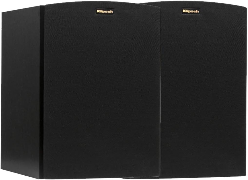 Klipsch R-15M Bookshelf Speakers and Powergate Amplifier Bundle, Black