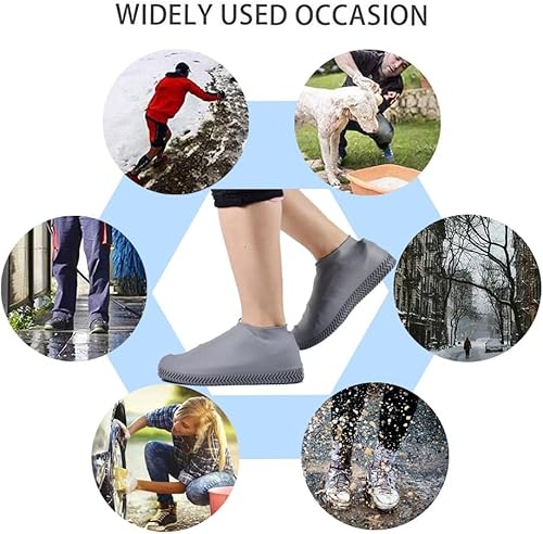 Miniatura 9 de Fundas impermeables para zapatos, antideslizantes y resistentes al agua, protectores de goma de silicona para zapatos de lluvia, para niños, hombres