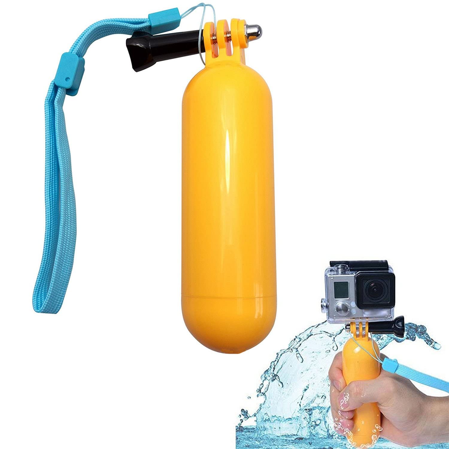 eWINNER Water Floater Stabilizer Grip & strap screw Mount compatible with GoPro Hero 12 10 9 8/7/6/5/4/3/2/1 Xiaomi SJCAM SJ4000 SJ5000 EKEN AKASO AMUOC Action Camera (Yellow)